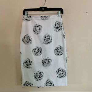 Tristan rose print grey and white skirt